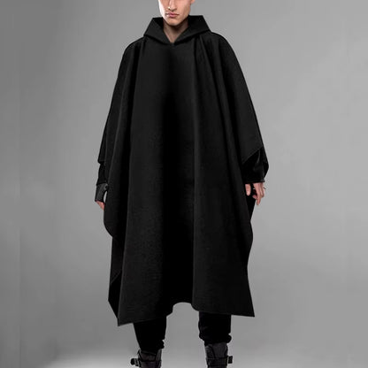 Fashion Men Cloak Coats Hooded Solid Loose 2023 Streetwear Punk Windproof Men'S Trench Chic Winter Long Cape Poncho